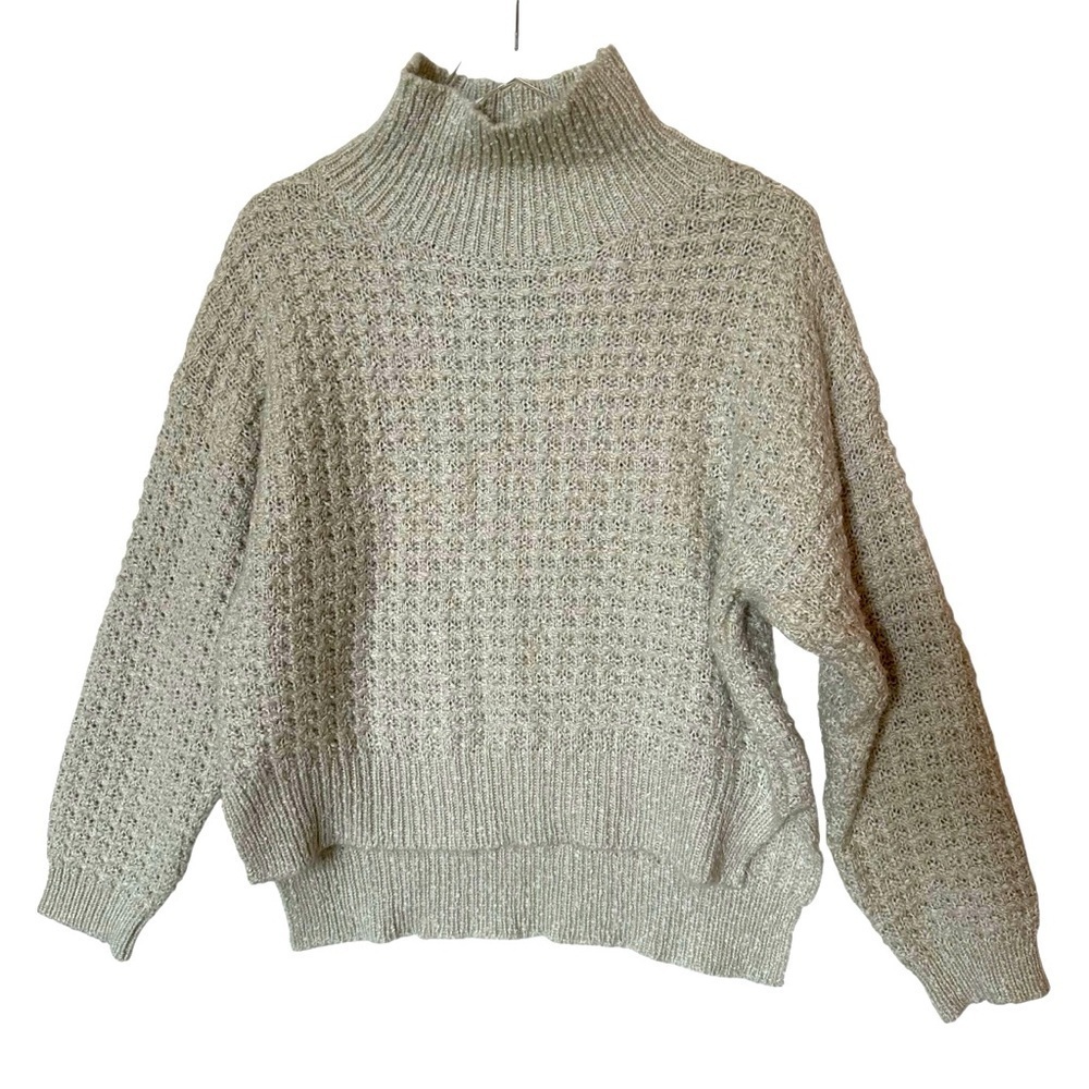 Karisma | Ivory & Cream Chunky Knit Mock Neck Sweater Size Small/Medium